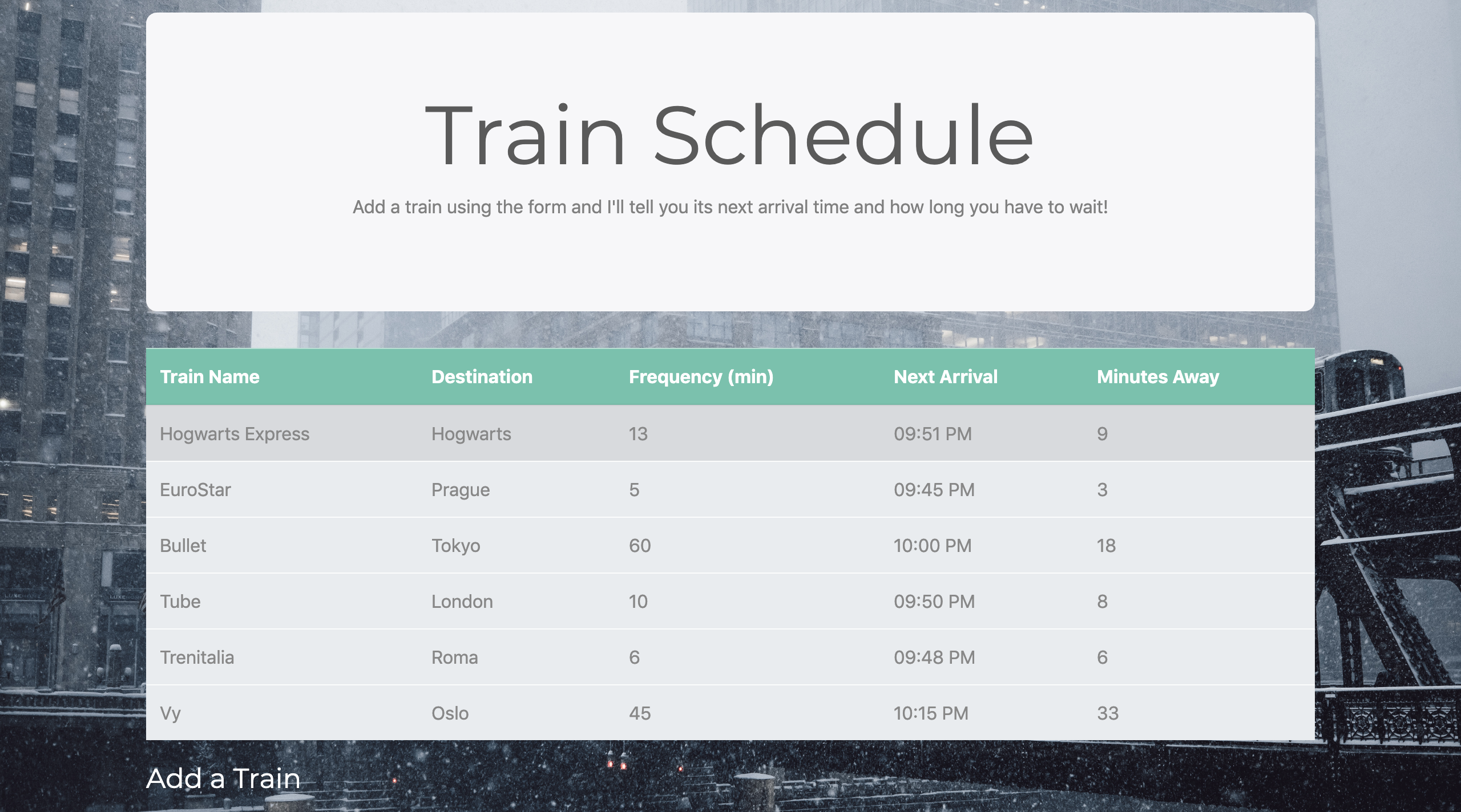 train scheduler